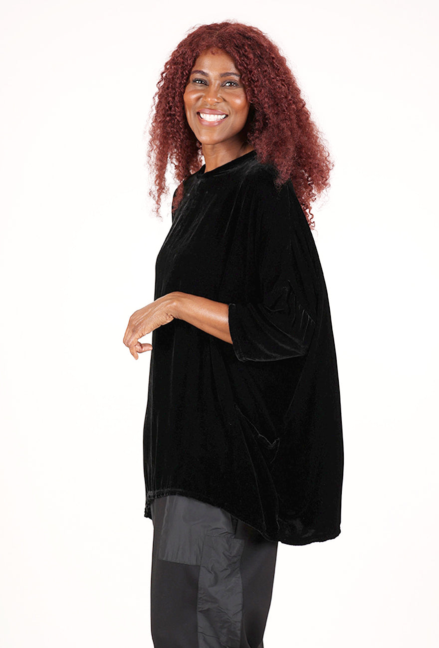 Cut Loose Velvet Oversize Pullover, Black 