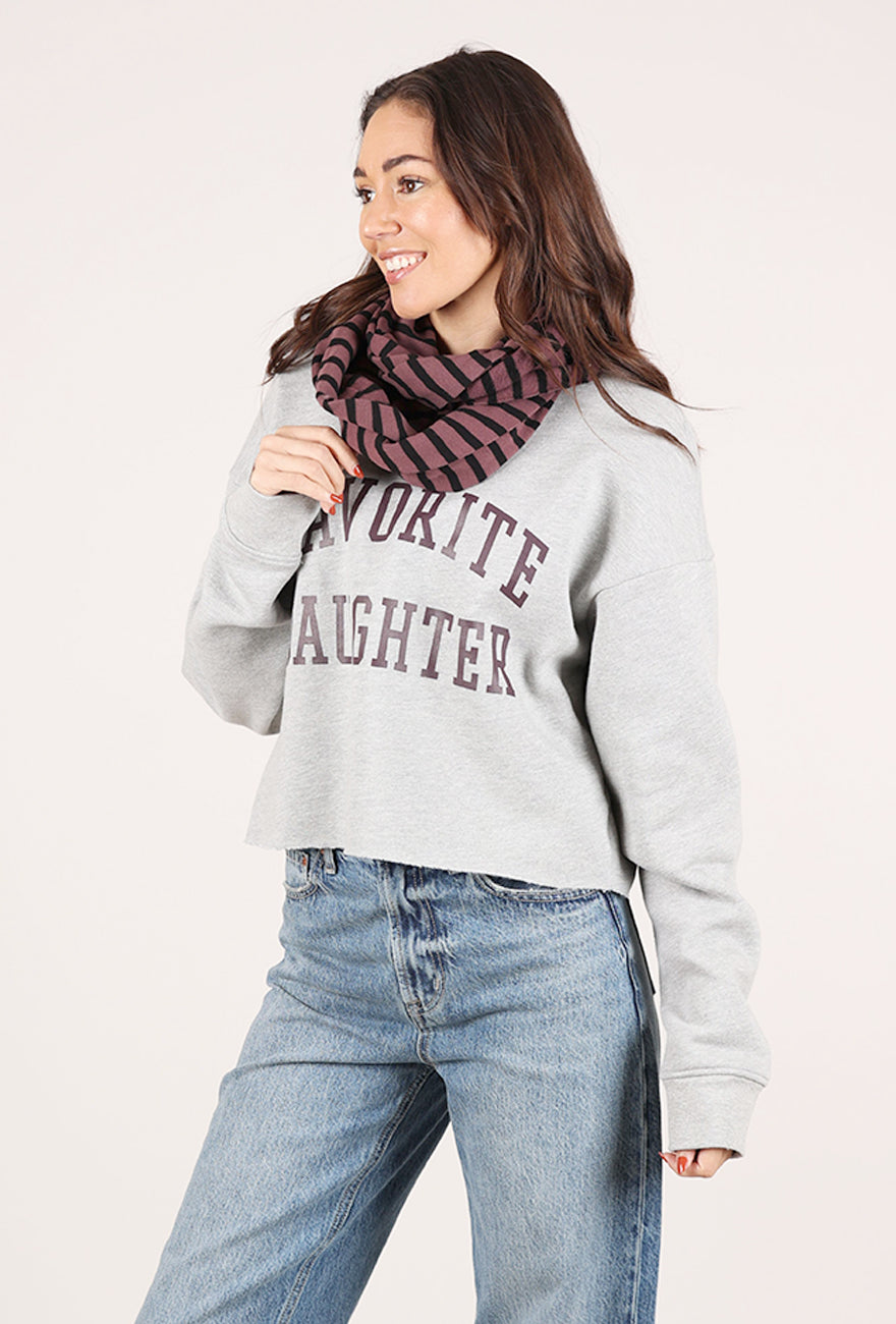 Cut Loose Stripe Fleece Cowl Scarf, Cinnabark 