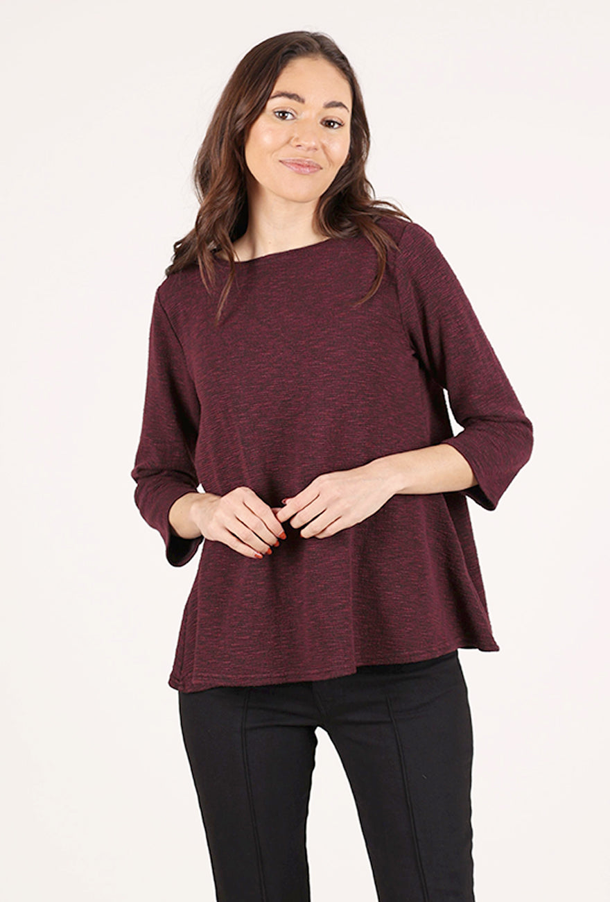 Cut Loose Crimped A-Line Boatneck Top, Cinnabark 