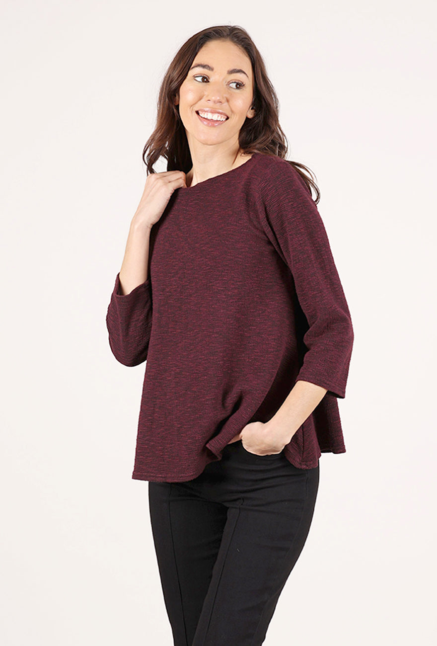 Cut Loose Crimped A-Line Boatneck Top, Cinnabark 